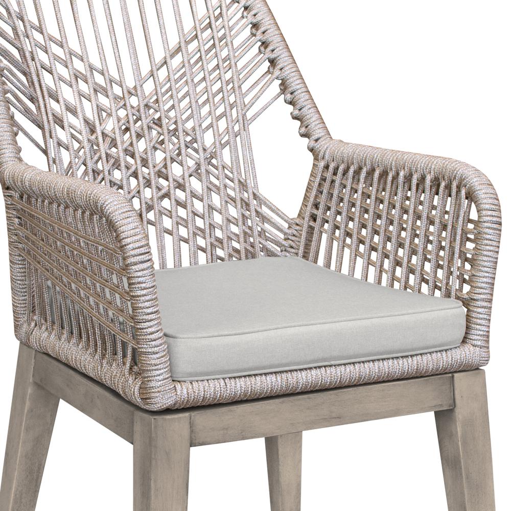 Cost Patio Outdoor Dining Chairs with Arms in Grey Acacia Wood and Rope - Set of 2. Picture 6
