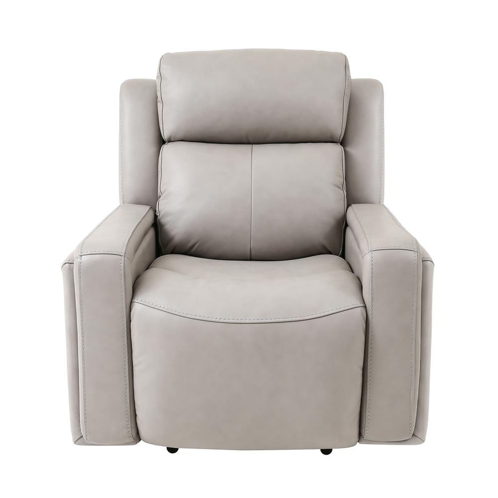 Claude Dual Power Headrest and Lumbar Support Recliner Chair in Light Grey Genuine Leather. Picture 1