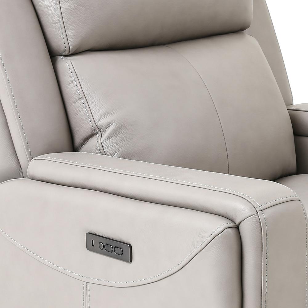 Claude Dual Power Headrest and Lumbar Support Recliner Chair in Light Grey Genuine Leather. Picture 3