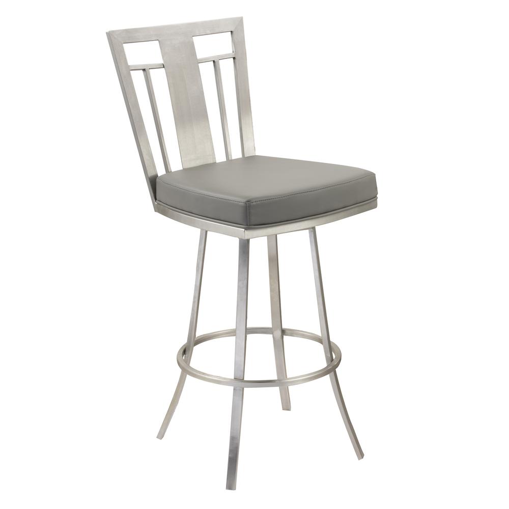 26" Modern Swivel Barstool In Gray and Stainless Steel. Picture 1