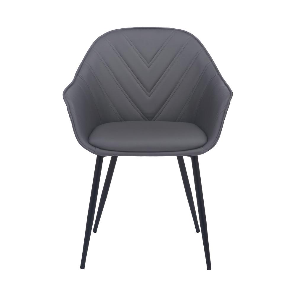 Clover Grey Faux Leather Dining Room Chair with Black Metal Legs. Picture 2
