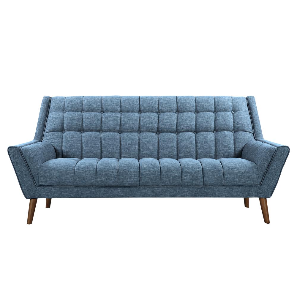 Armen Living Cobra Mid-Century Modern Sofa in Blue Linen and Walnut Legs. Picture 2