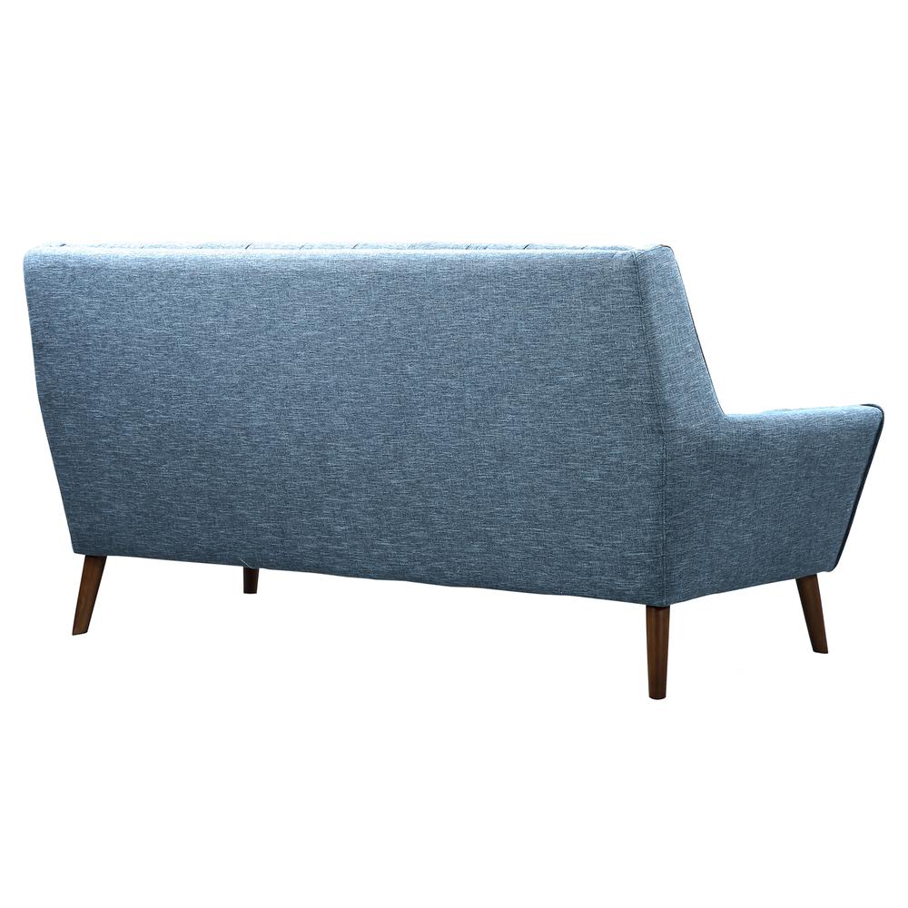 Armen Living Cobra Mid-Century Modern Sofa in Blue Linen and Walnut Legs. Picture 3