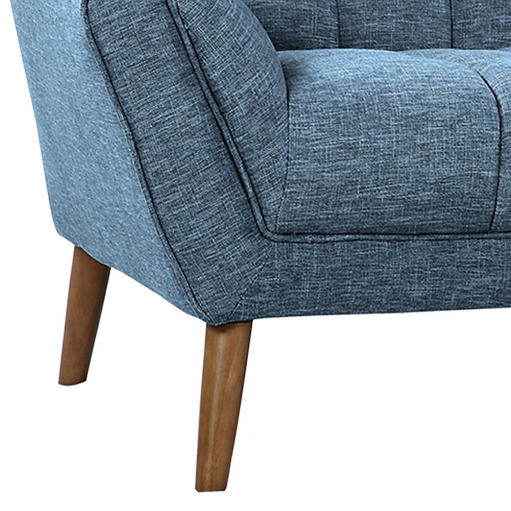 Armen Living Cobra Mid-Century Modern Sofa in Blue Linen and Walnut Legs. Picture 5