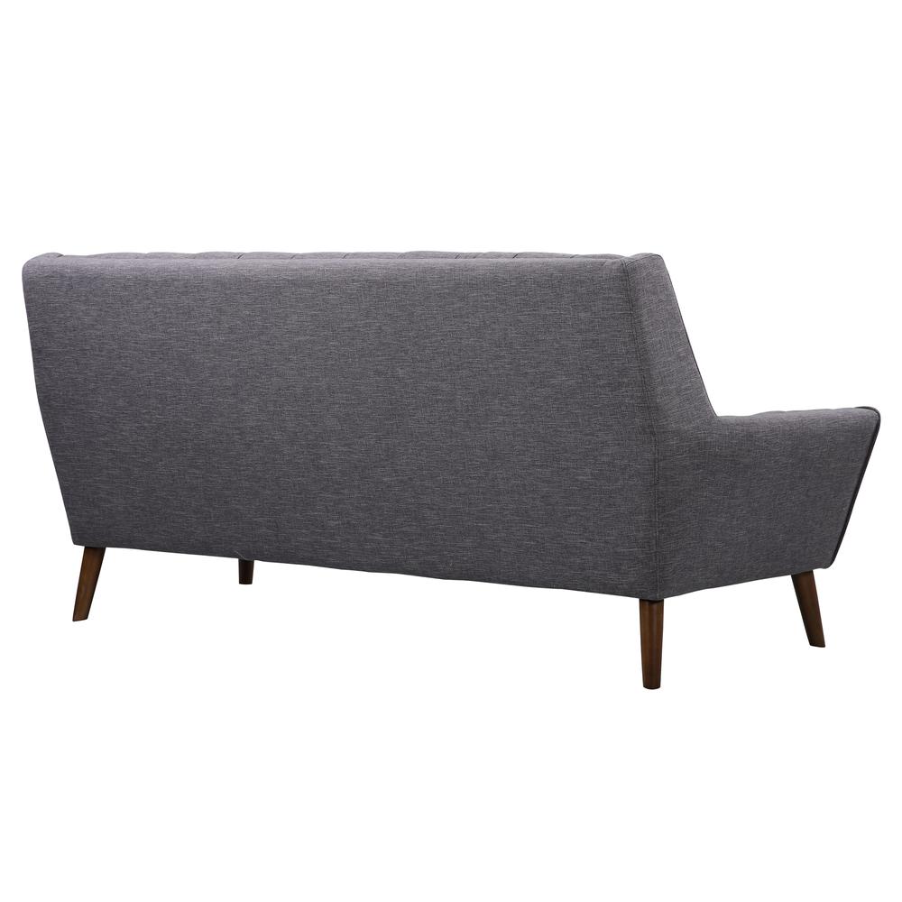 Mid-Century Modern Sofa in Dark Gray Linen, Walnut Legs. Picture 3
