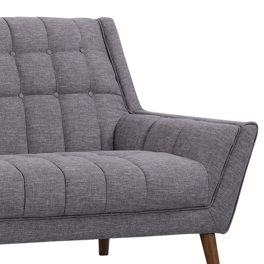 Mid-Century Modern Sofa in Dark Gray Linen, Walnut Legs. Picture 4