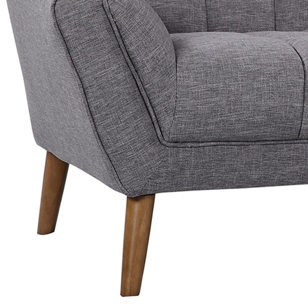 Mid-Century Modern Sofa in Dark Gray Linen, Walnut Legs. Picture 5