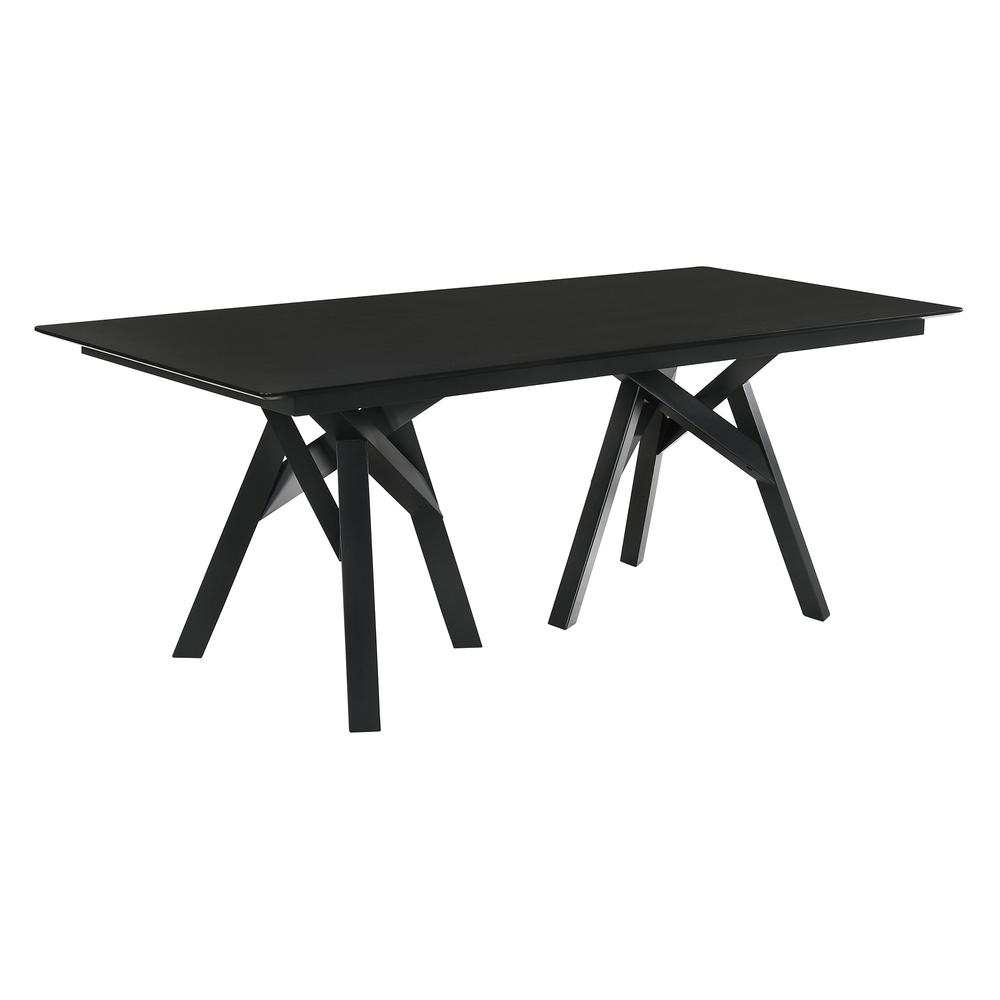 Cortina 79" Mid-Century Modern Black Wood Dining Table with Black Legs. Picture 1