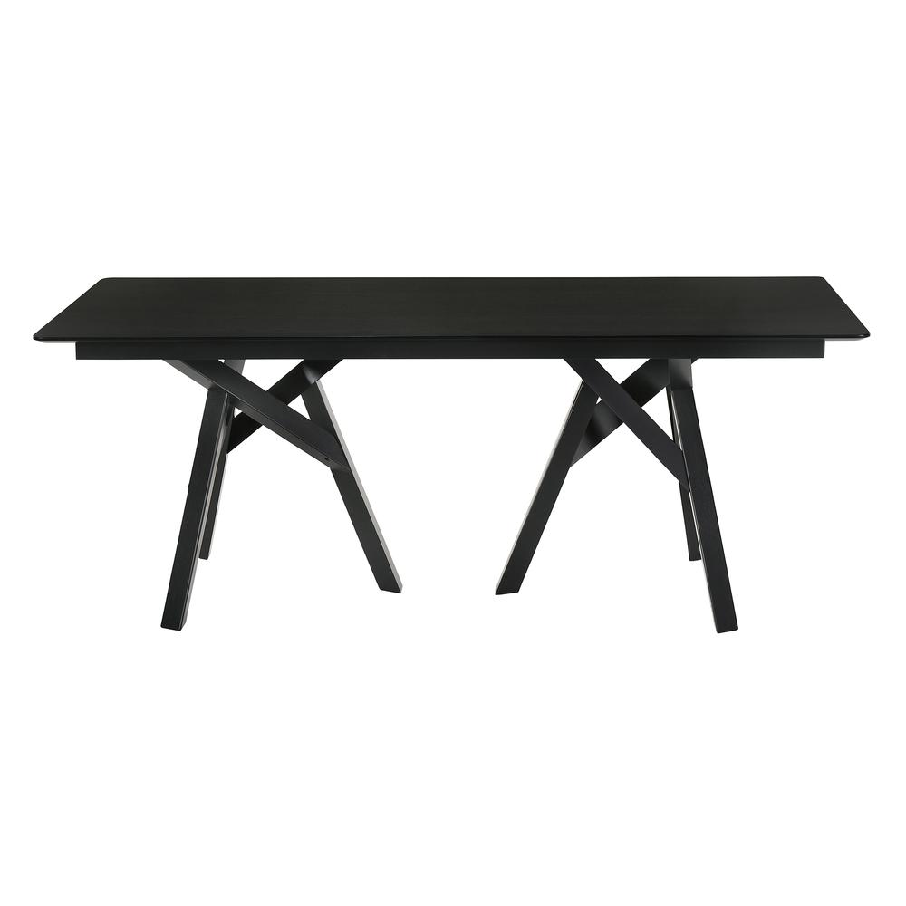 Cortina 79" Mid-Century Modern Black Wood Dining Table with Black Legs. Picture 2