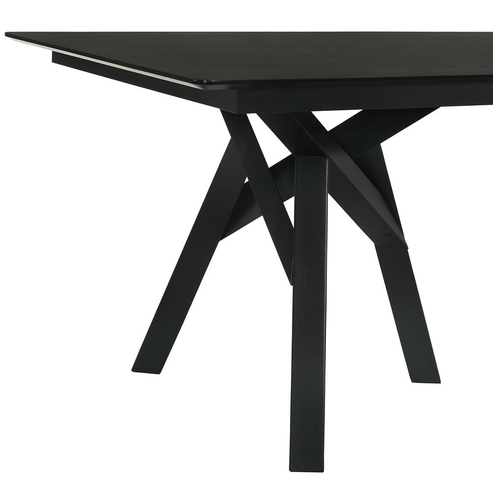 Cortina 79" Mid-Century Modern Black Wood Dining Table with Black Legs. Picture 5