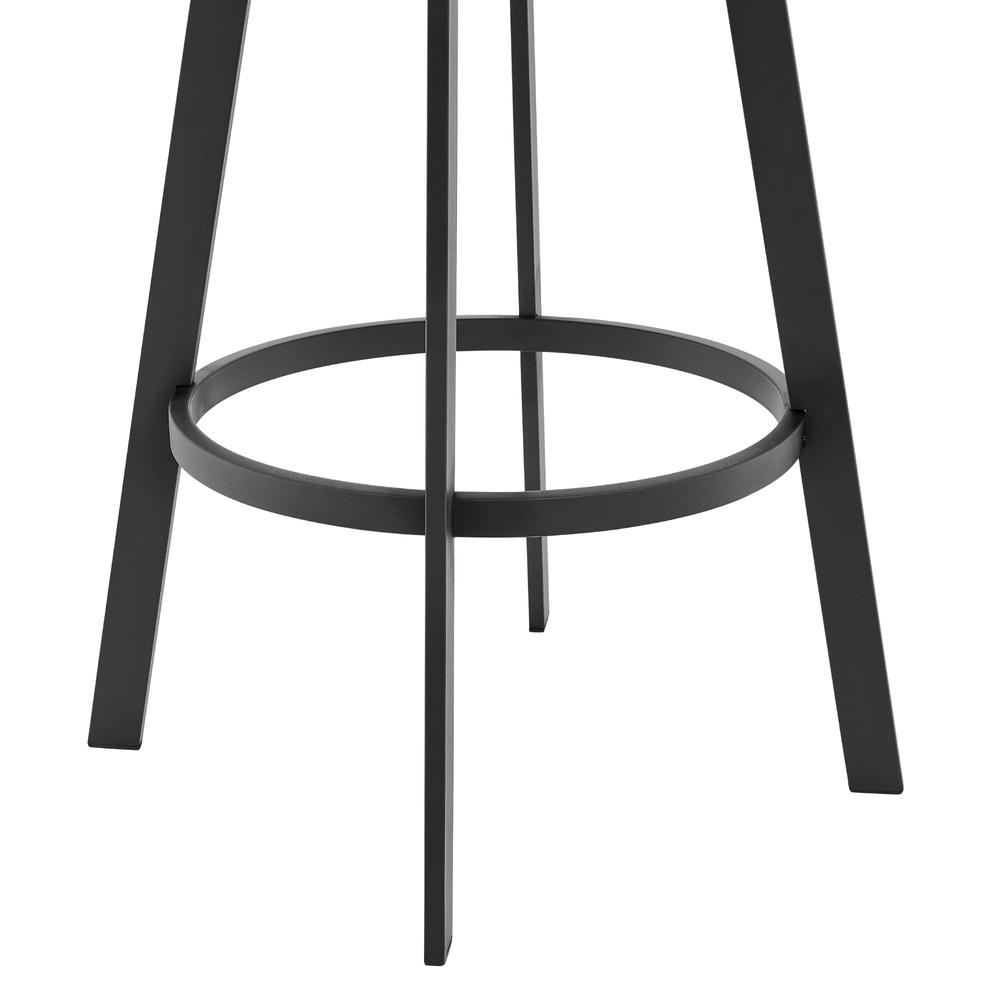 Capri 26" Swivel Modern Black Metal and Slate Gray Faux Leather Bar and Counter Stool. Picture 6