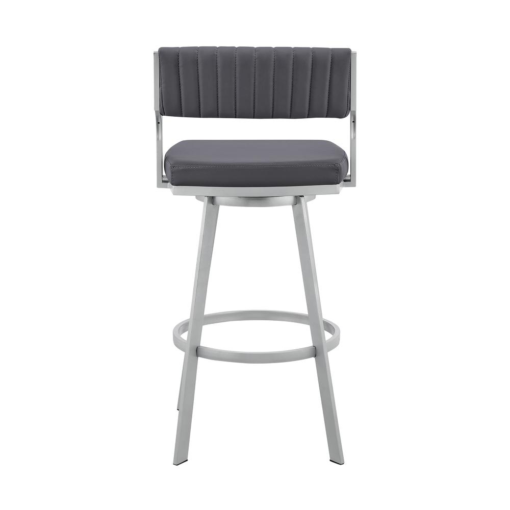 Swivel Slate Grey Faux Leather and Silver Metal Bar Stool. Picture 5