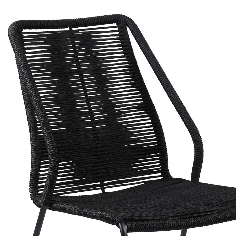 Clip Indoor Outdoor Stackable Steel Dining Chair with Black Rope - Set of 2. Picture 4