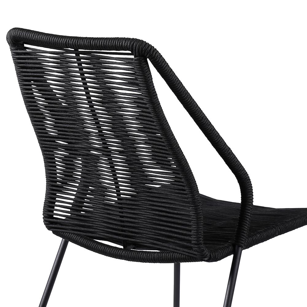 Clip Indoor Outdoor Stackable Steel Dining Chair with Black Rope - Set of 2. Picture 5