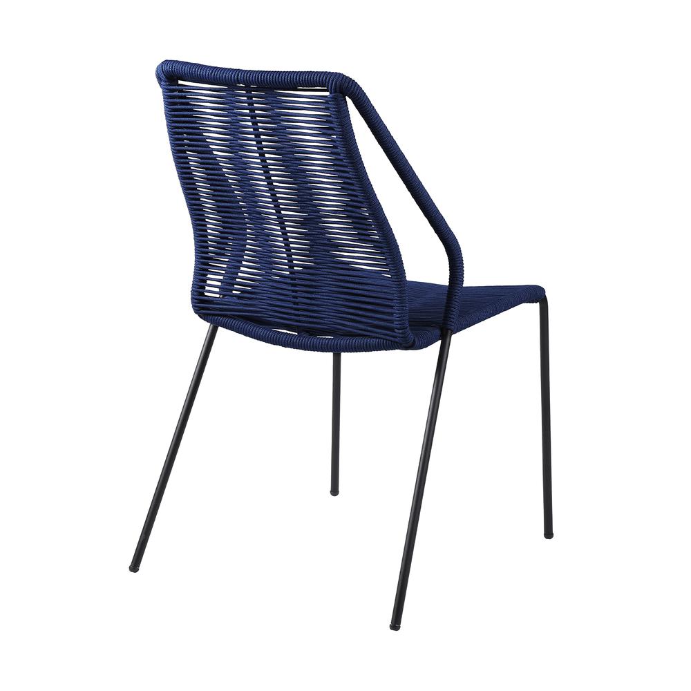 Clip Indoor Outdoor Stackable Steel Dining Chair with Blue Rope - Set of 2. Picture 2