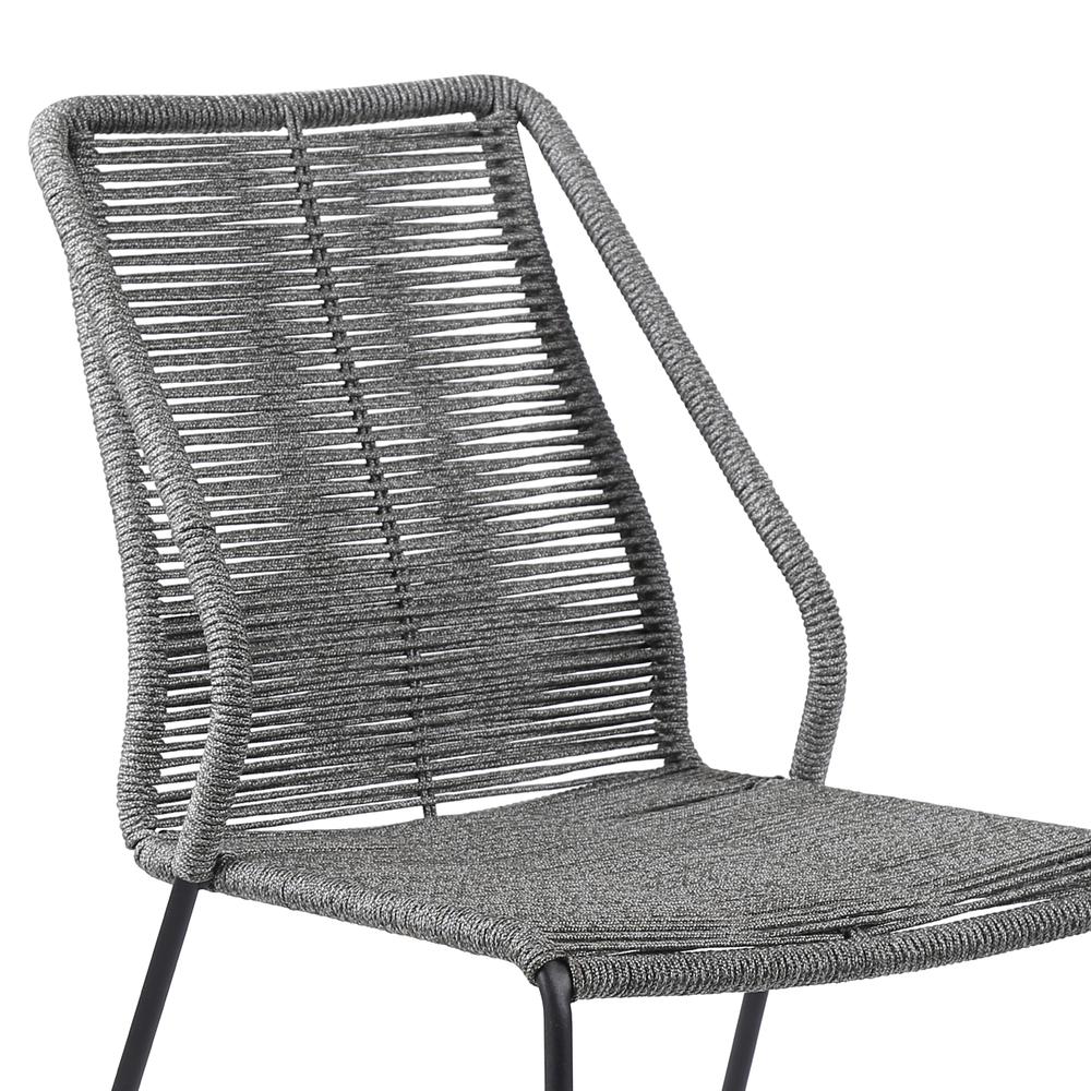Clip Indoor Outdoor Stackable Steel Dining Chair with Grey Rope - Set of 2. Picture 4