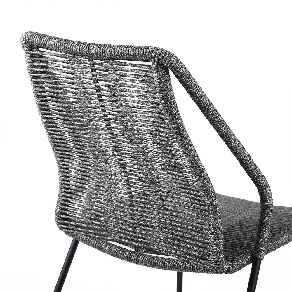 Clip Indoor Outdoor Stackable Steel Dining Chair with Grey Rope - Set of 2. Picture 5