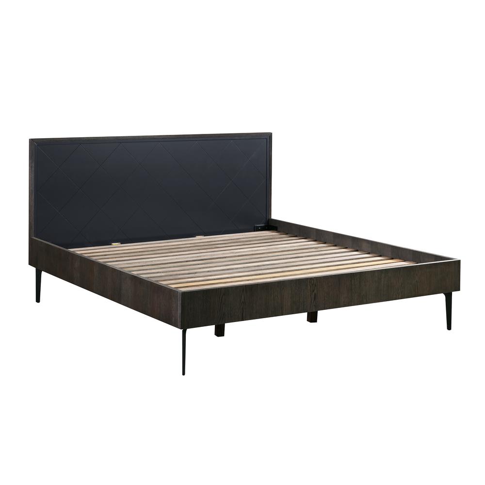 Cross Solid Oak and Meta-l King or Queen Platform Bed Frame. Picture 2