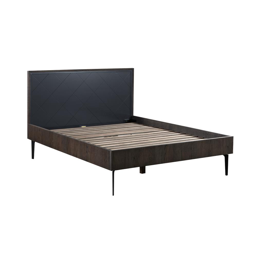 Cross Solid Oak and Metal Queen Platform Bed Frame. Picture 2