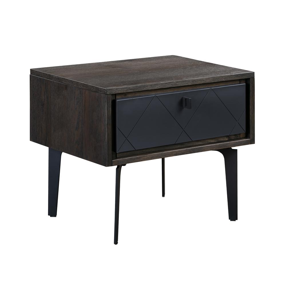Cross Solid Oak and Metal Nightstand. Picture 1