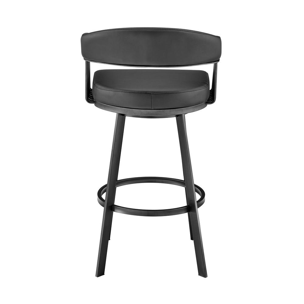 Chelsea 26" Counter Height Swivel Bar Stool in Black Finish and Black Faux Leather. Picture 5