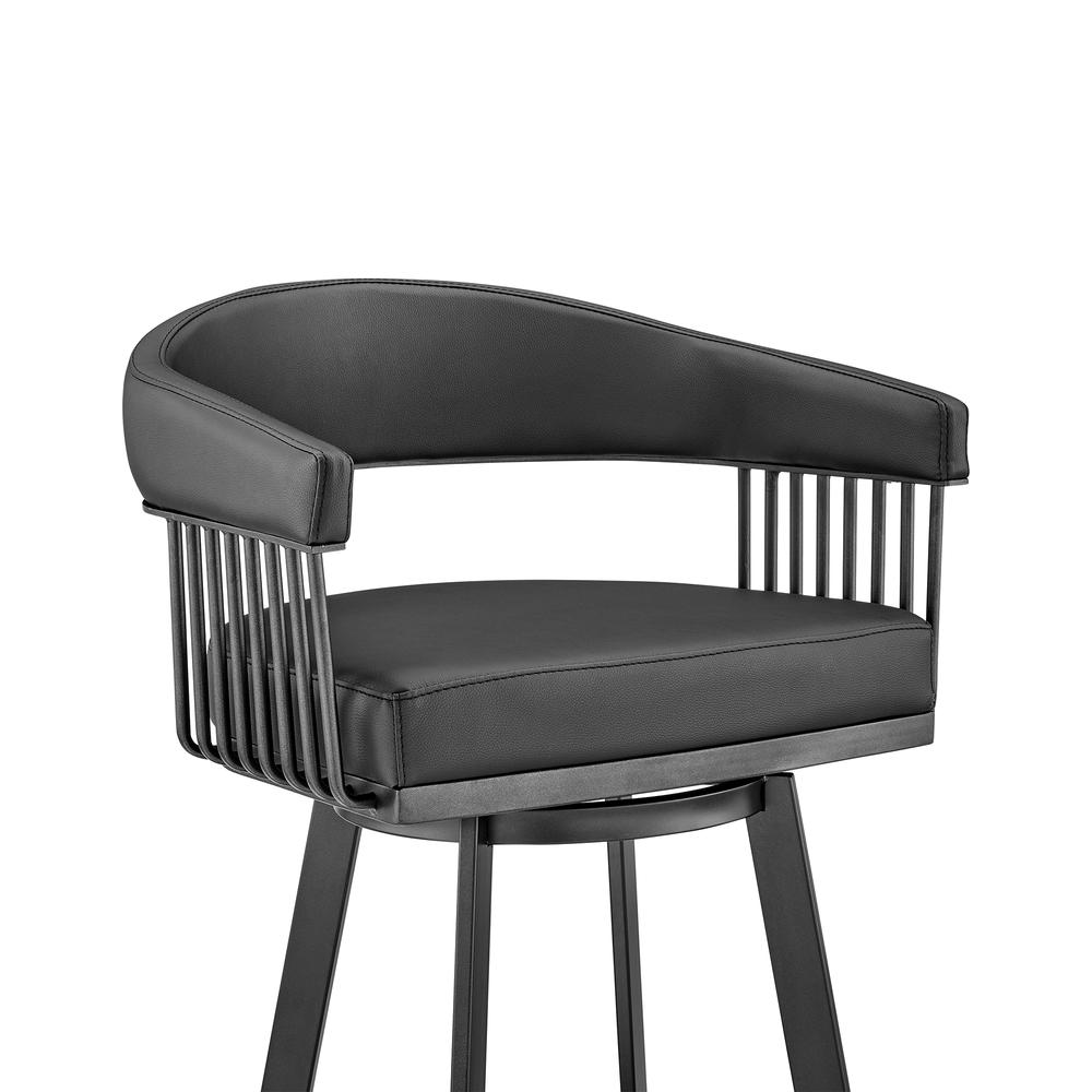 Chelsea 26" Counter Height Swivel Bar Stool in Black Finish and Black Faux Leather. Picture 6
