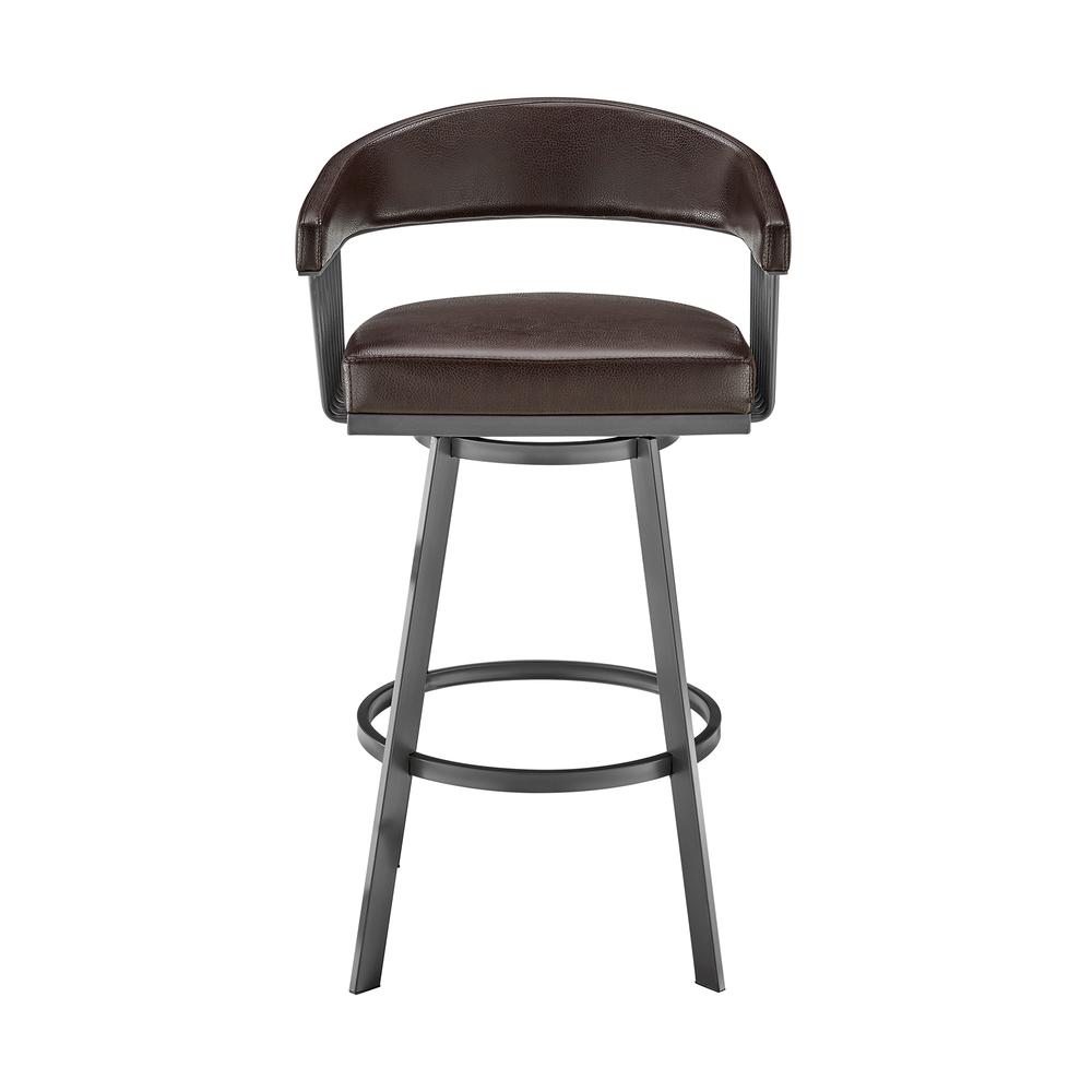 Chelsea 26" Counter Height Swivel Bar Stool in Java Brown Finish and Chocolate Faux Leather. Picture 2