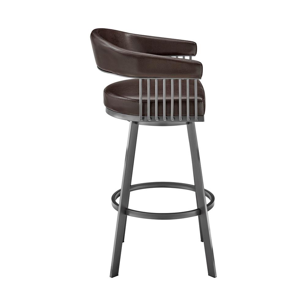 Chelsea 26" Counter Height Swivel Bar Stool in Java Brown Finish and Chocolate Faux Leather. Picture 3