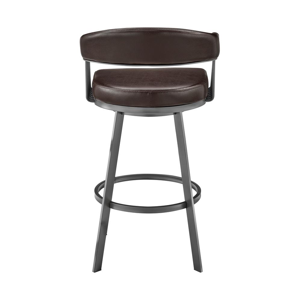 Chelsea 26" Counter Height Swivel Bar Stool in Java Brown Finish and Chocolate Faux Leather. Picture 5