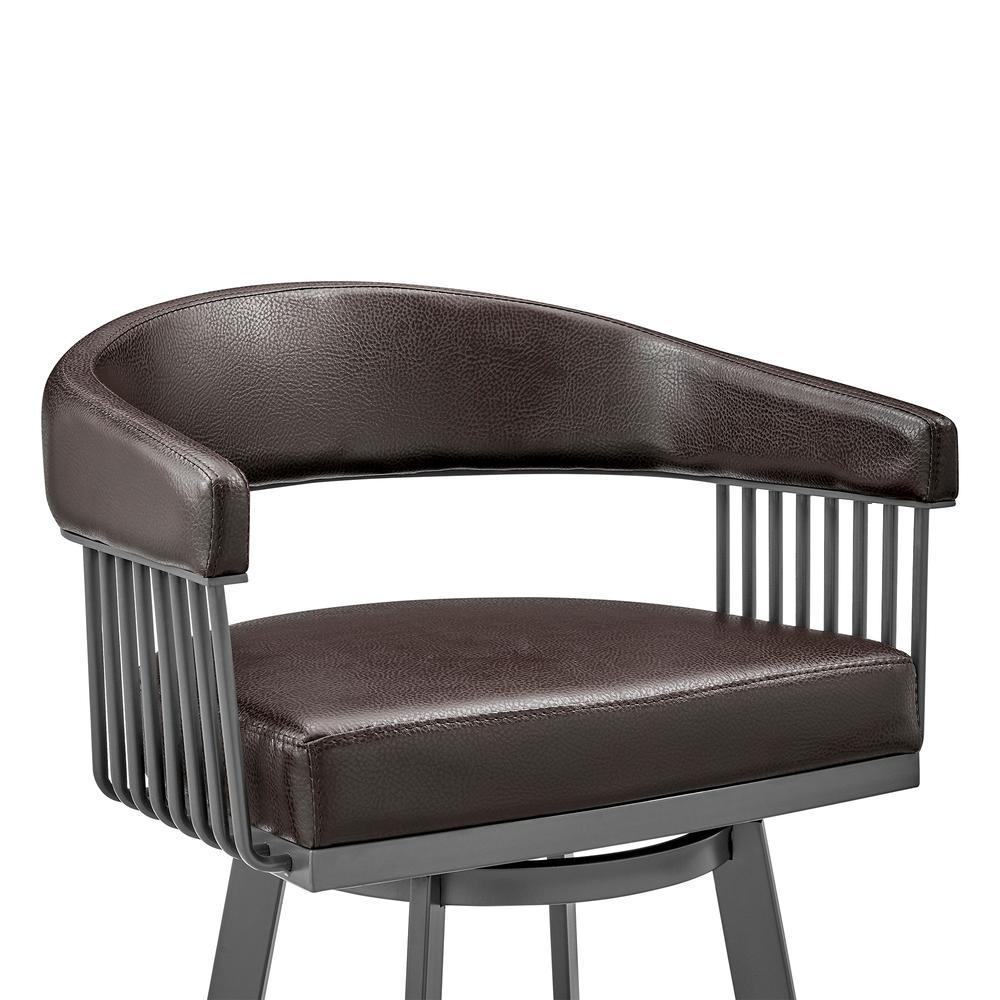 Chelsea 26" Counter Height Swivel Bar Stool in Java Brown Finish and Chocolate Faux Leather. Picture 6