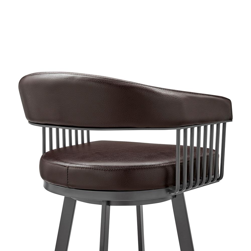 Chelsea 26" Counter Height Swivel Bar Stool in Java Brown Finish and Chocolate Faux Leather. Picture 7