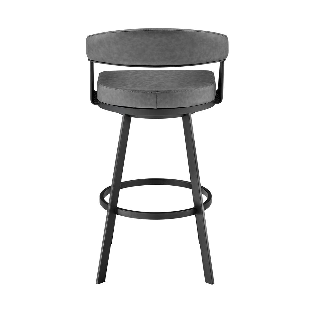 Chelsea 26" Counter Height Swivel Bar Stool in Black Finish and Gray Faux Leather. Picture 5