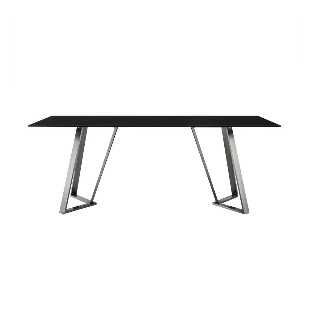 Cressida Glass and Stainless Steel Rectangular Dining Room Table. Picture 2