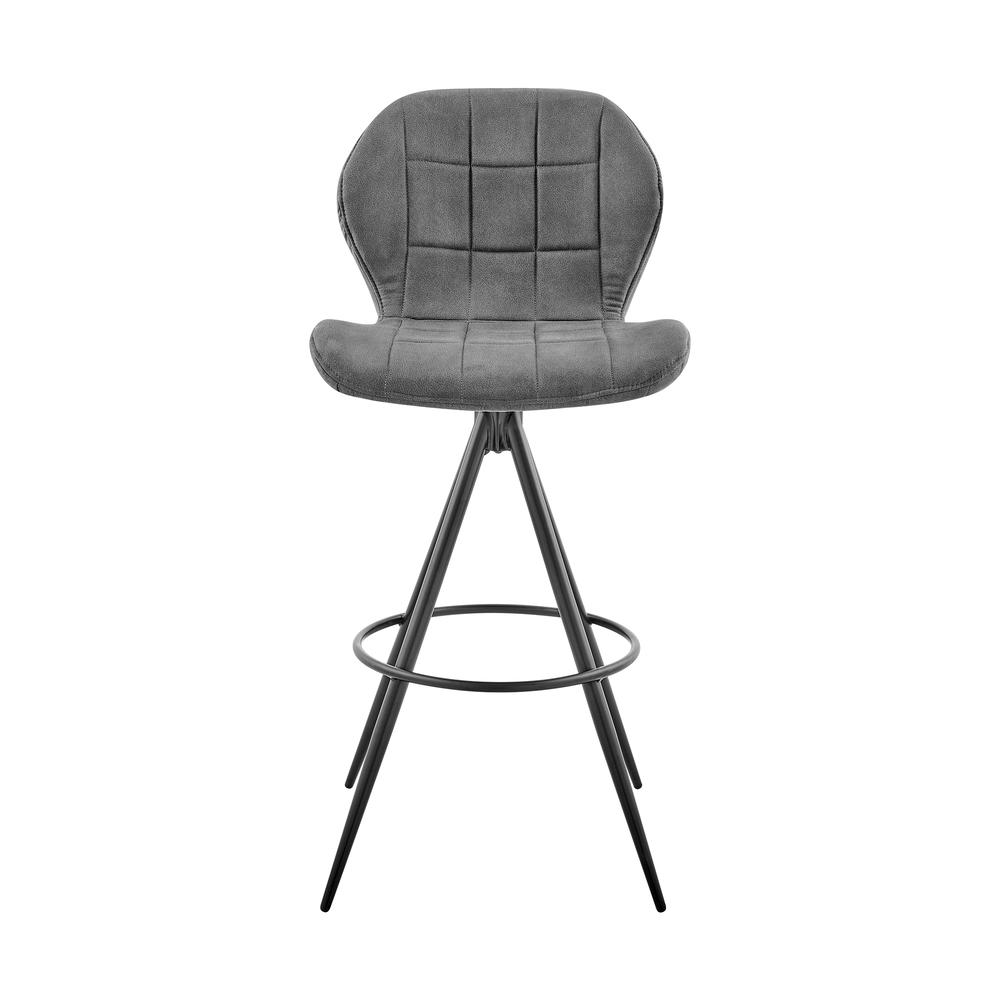 Catalina 26" Counter Height Bar Stool in Charcoal Fabric and Black Finish. Picture 1