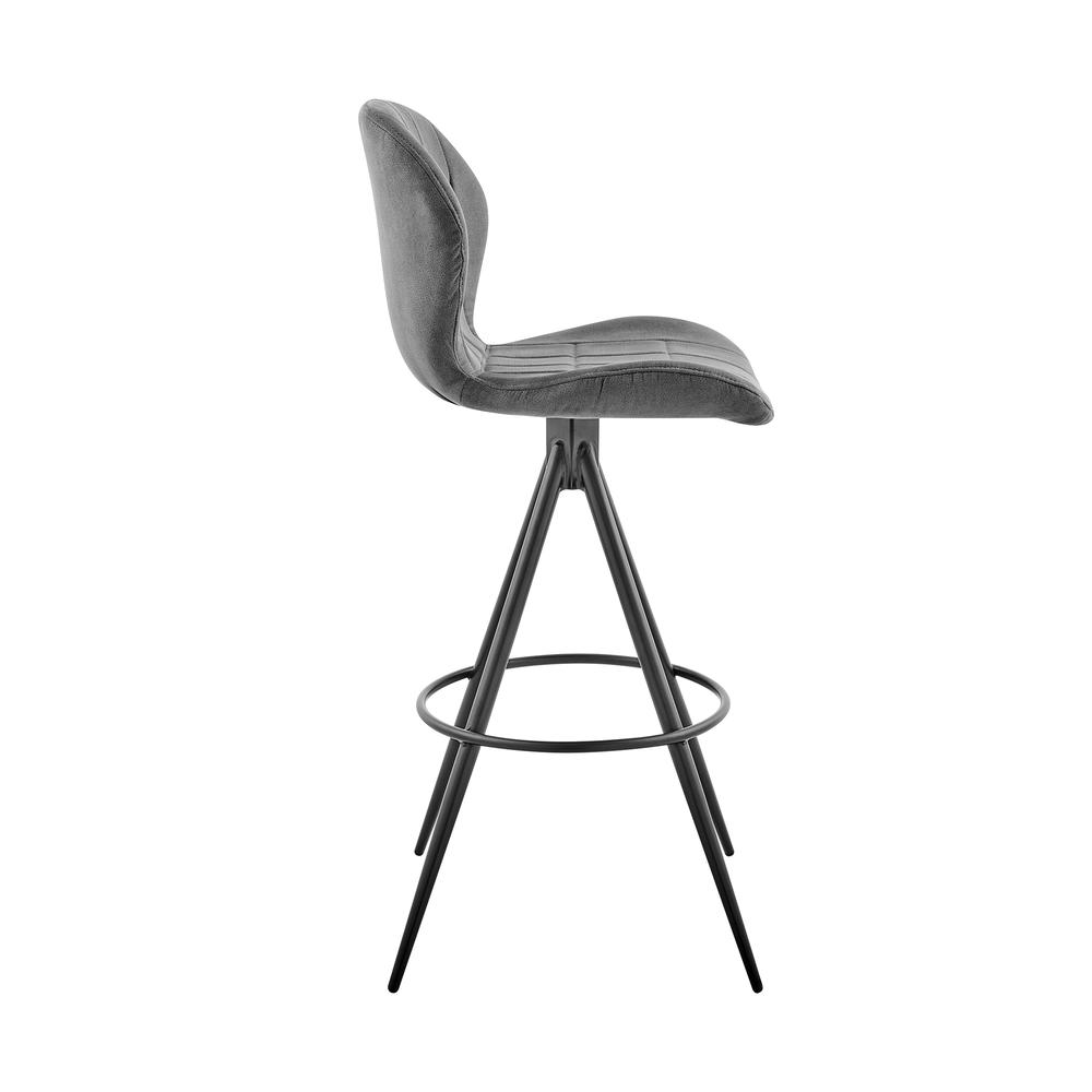 Catalina 26" Counter Height Bar Stool in Charcoal Fabric and Black Finish. Picture 2