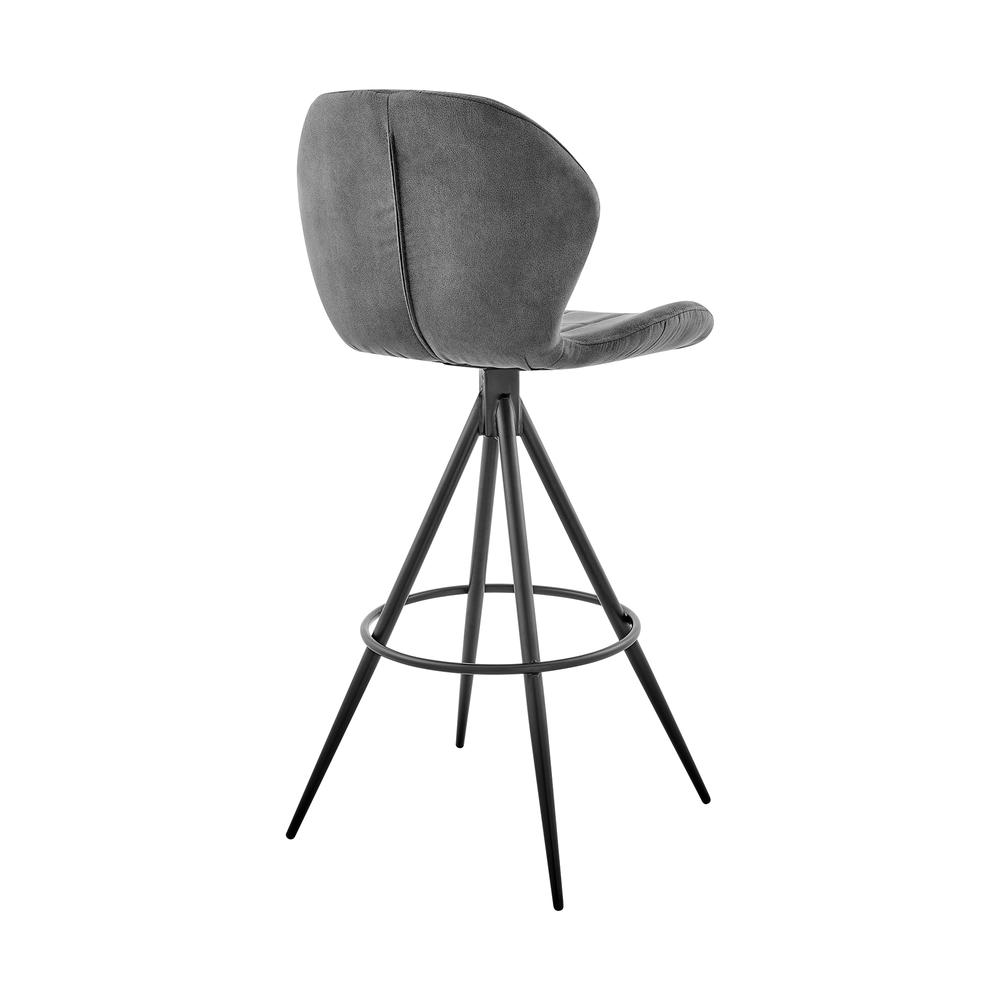 Catalina 26" Counter Height Bar Stool in Charcoal Fabric and Black Finish. Picture 3