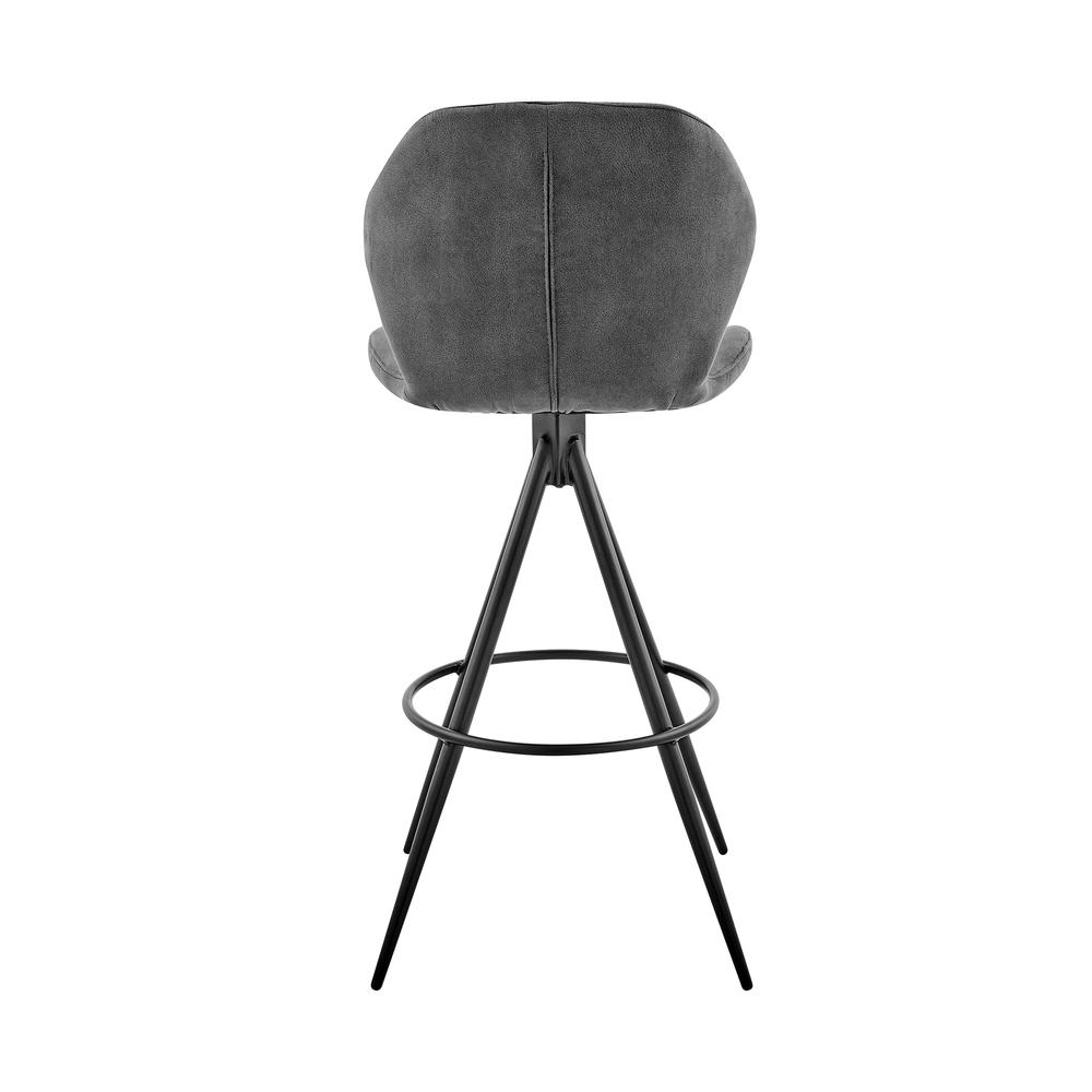 Catalina 26" Counter Height Bar Stool in Charcoal Fabric and Black Finish. Picture 4