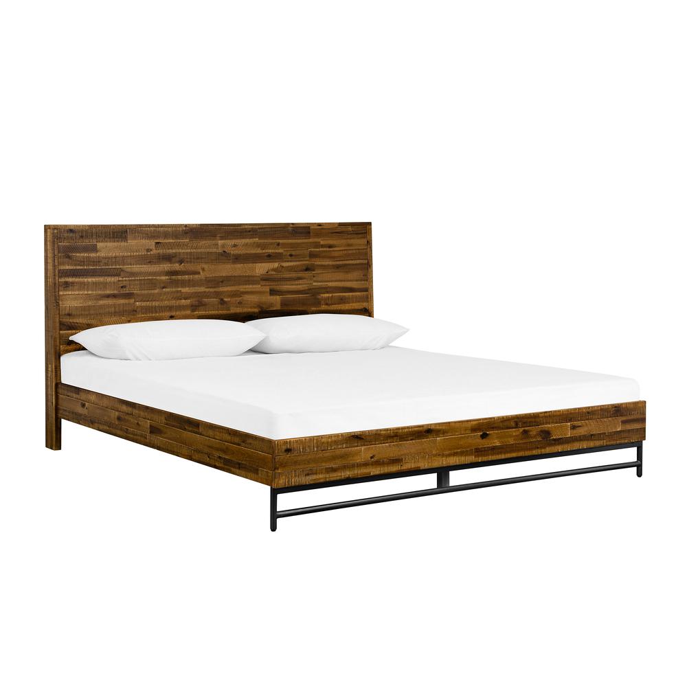 Rustic Acacia Platform King Bed. Picture 1