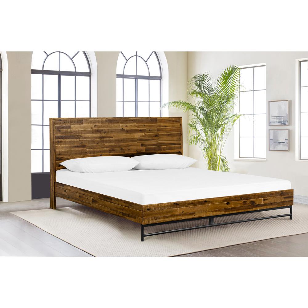Rustic Acacia Platform King Bed. Picture 10