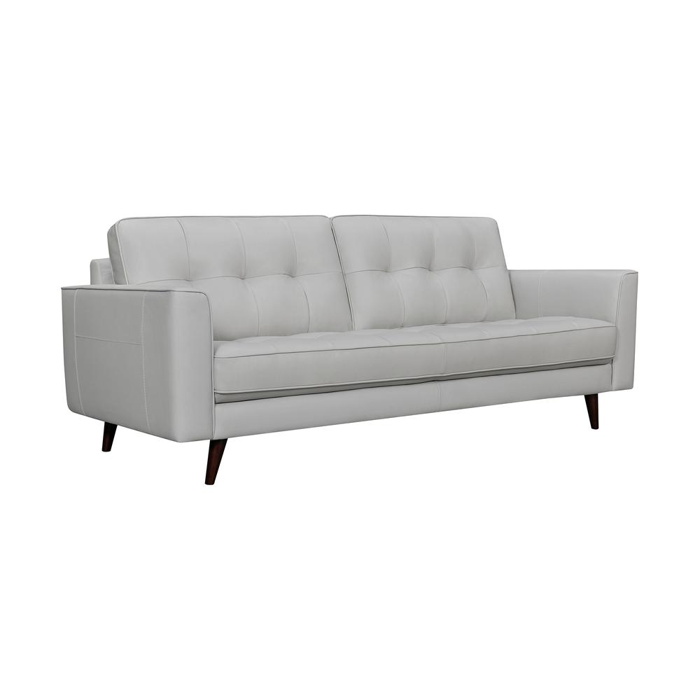 Daeson 86" Mid-Century Modern Leather Square Arm Sofa, Dove Grey. Picture 1