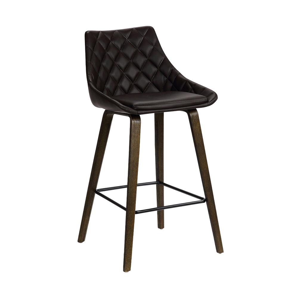 Dani 26" Brown Faux Leather Swivel Barstool in Walnut Glazed Finish. The main picture.