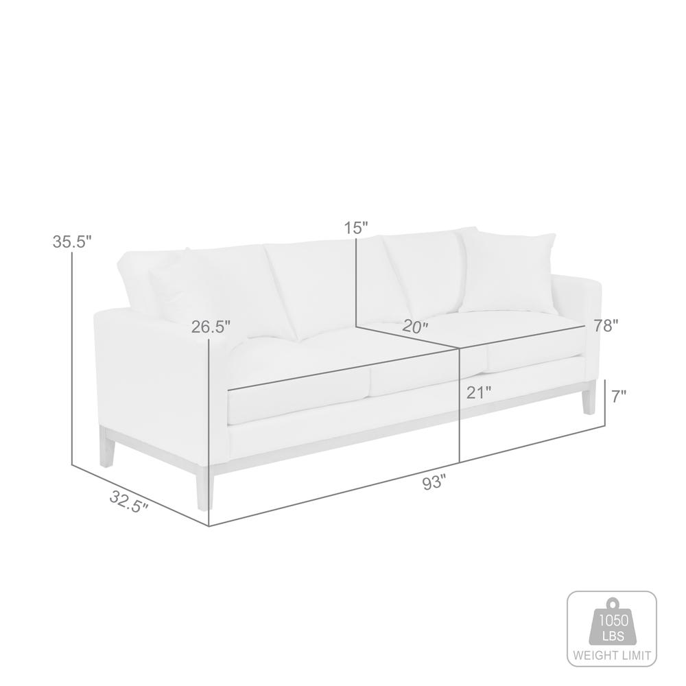 Donna 93" Upholstered Sofa in Platinum Gray. Picture 7