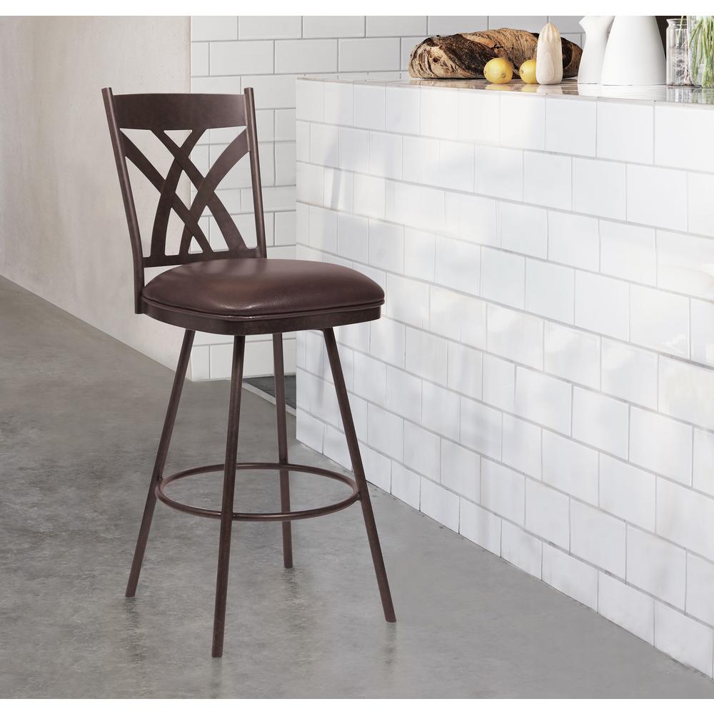 Dover 26" Counter Height Barstool in Auburn Bay and Brown Faux Leather. Picture 2