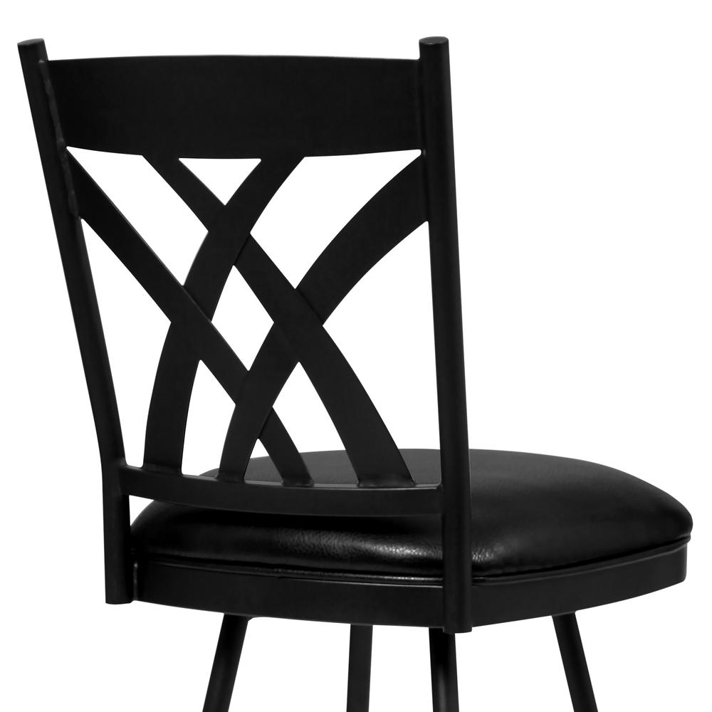 Dover 26" Counter Height Barstool in Matte Black Finish and Black Faux Leather. Picture 2