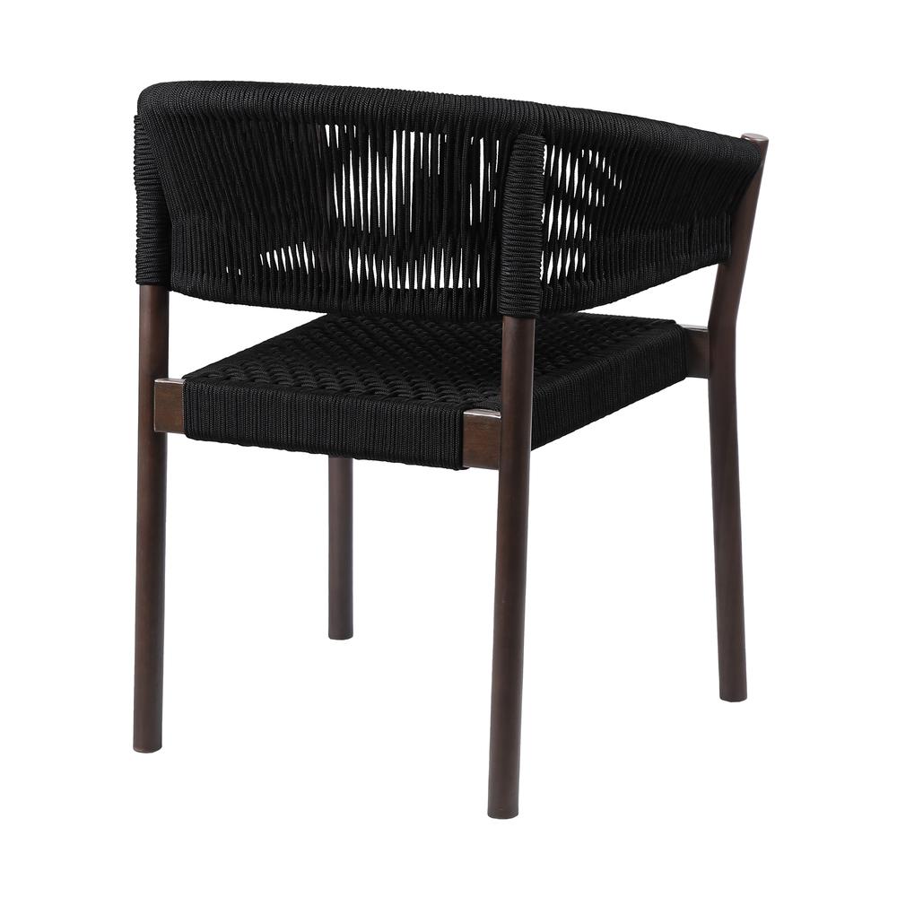 Doris Indoor Outdoor Dining Chair in Dark Eucalyptus Wood with Black Rope - Set of 2. Picture 2