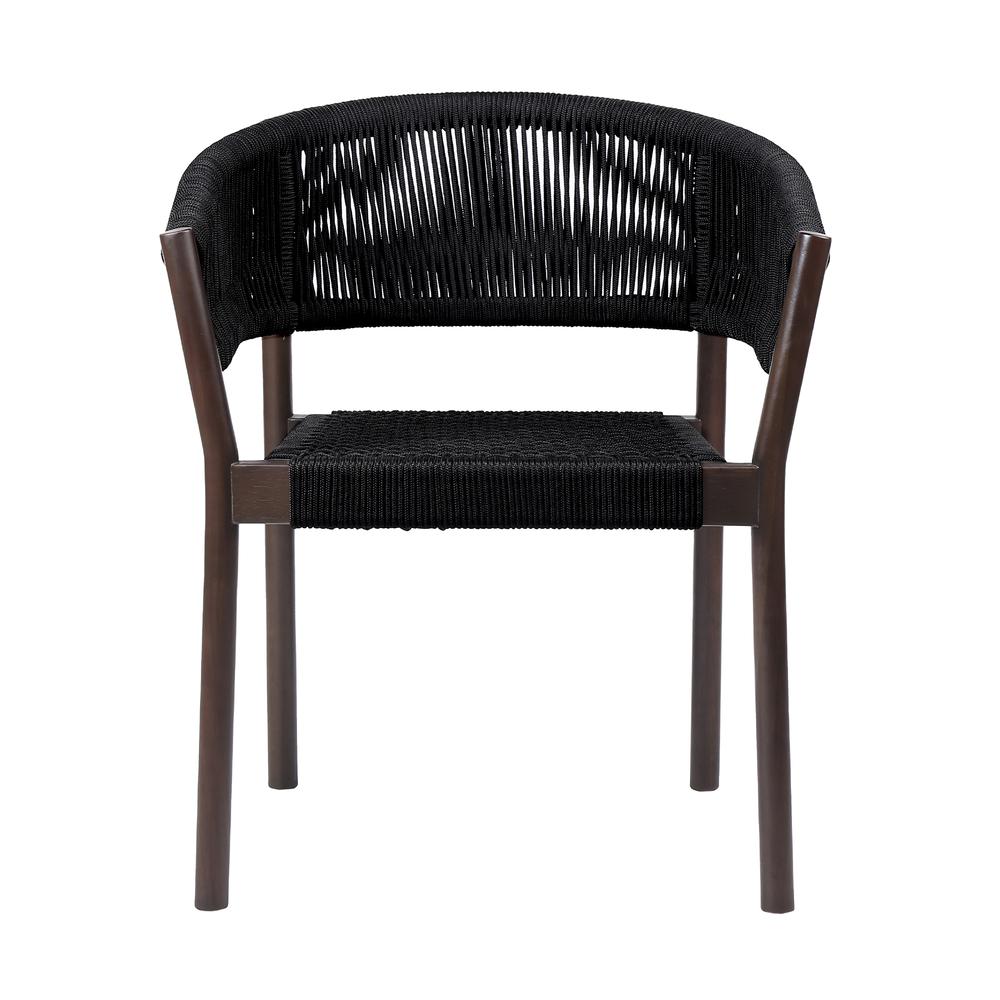 Doris Indoor Outdoor Dining Chair in Dark Eucalyptus Wood with Black Rope - Set of 2. Picture 3