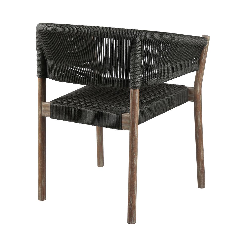 Doris Indoor Outdoor Dining Chair in Light Eucalyptus Wood with Charcoal Rope - Set of 2. Picture 2