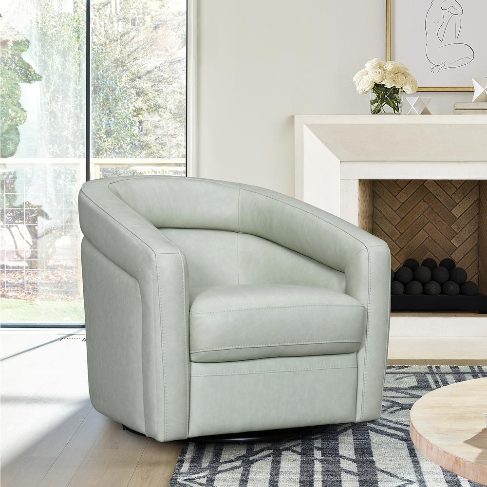 Desi Mint Leather Swivel Accent Chair. Picture 9