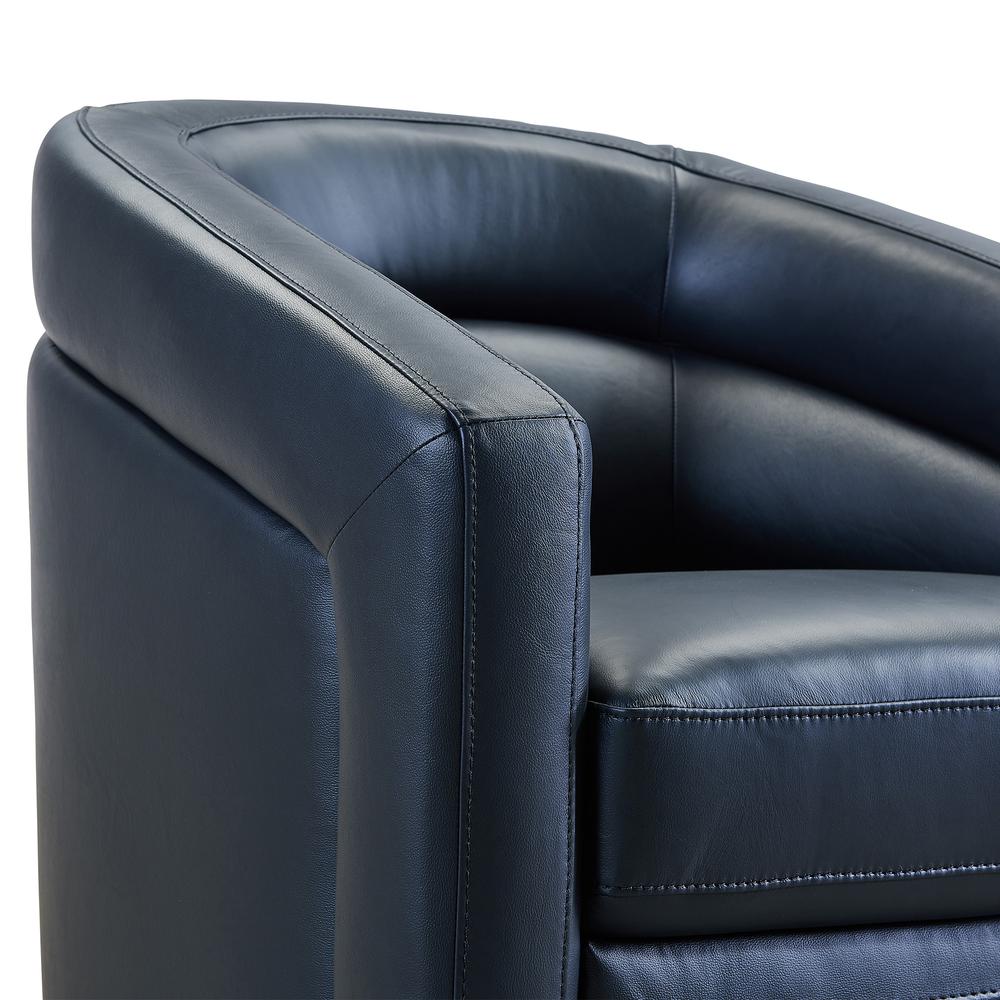 Desi Contemporary Swivel Accent Chair in Black Genuine Leather. Picture 4