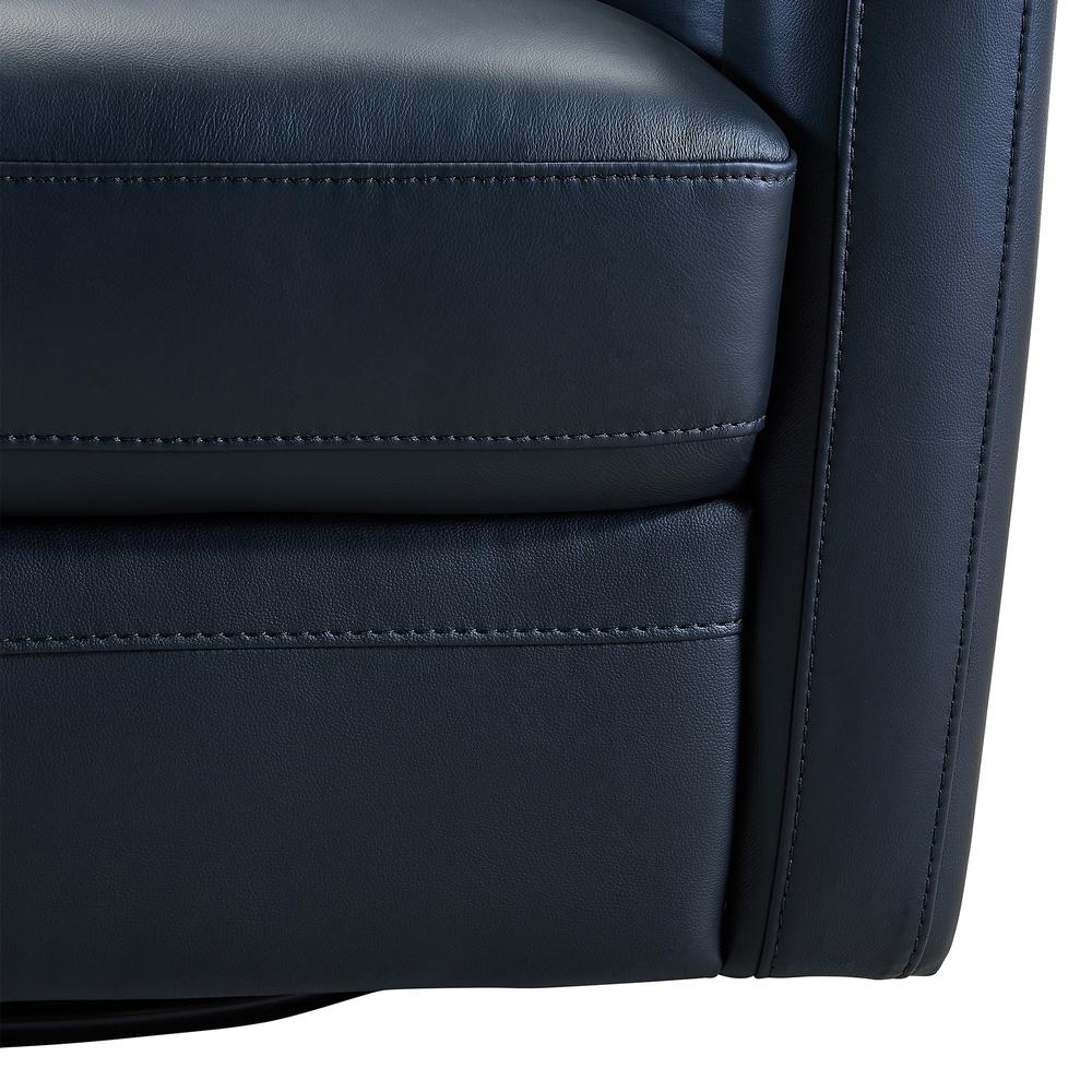 Contemporary Swivel Accent Chair in Black Genuine Leather. Picture 6